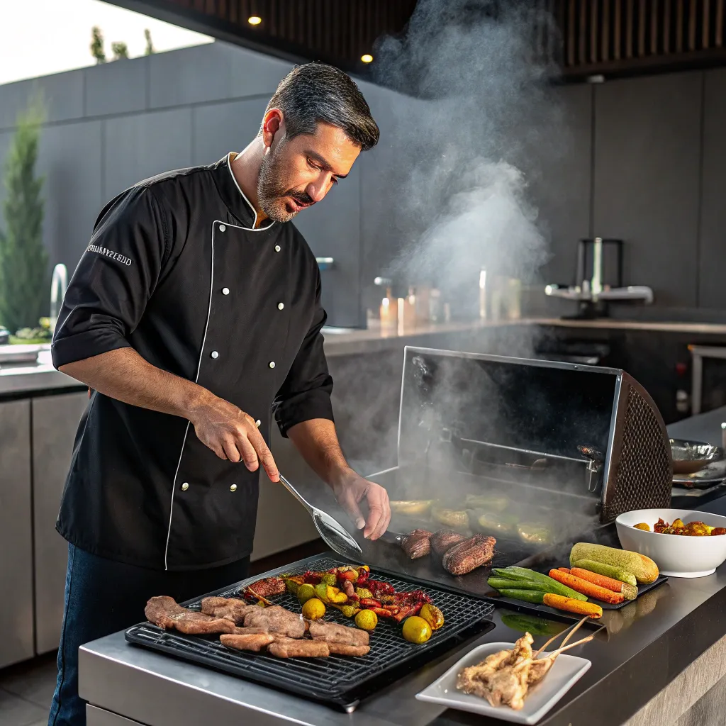 Expert grilling session with a professional chef